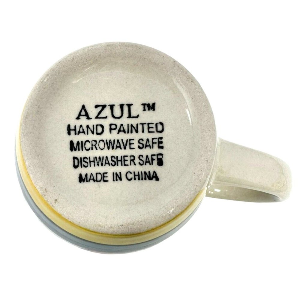 Azul Mug Hand Painted Ceramic Pottery Very Colorful Floral Coffee Tea Cup 10 oz - Picture 7 of 9